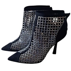 INC Womens Black Embellished Senalda Pointed Toe Stiletto Zip-Up Bootie …